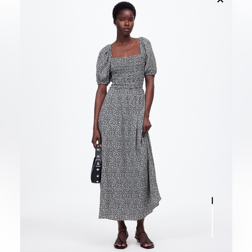 Madewell Smocked Puff Sleeve Midi Dress in Floral